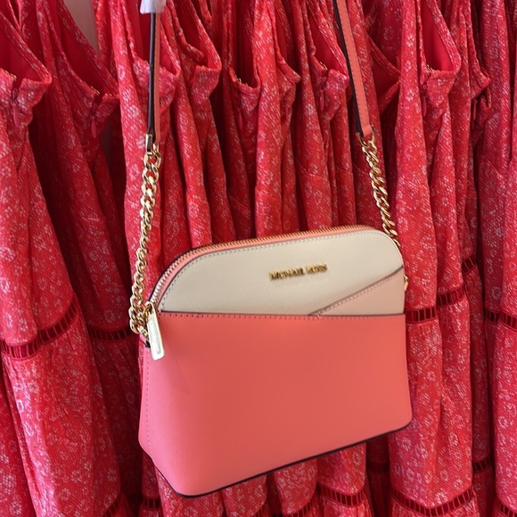 Michael Kors Jet Set Travel Medium Logo Dome Crossbody Grapefruit Multi Color - Picture 11 of 13